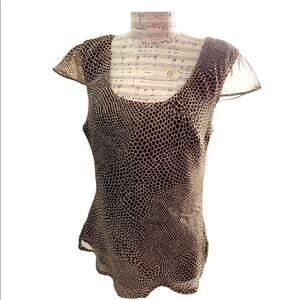 Donna Morgan Petites 100% Silk Wild Brown Animal Print Top size 4